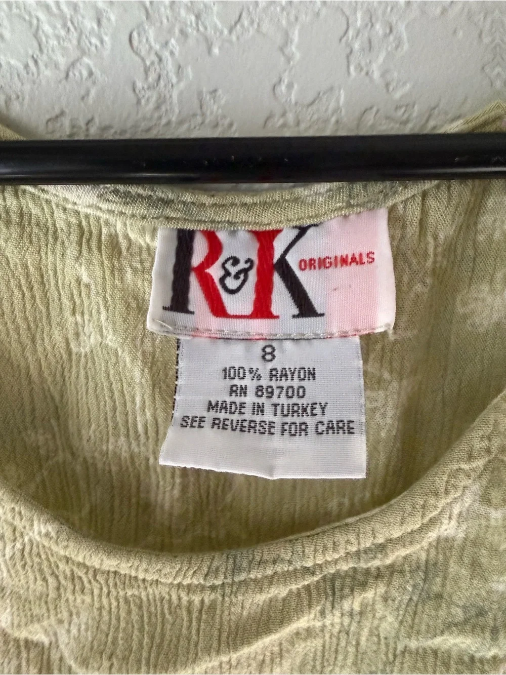 R&K Originals Sage Green Midi Dress Size 8 Floral Rayon Sleeveless Cottagecore